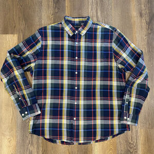 Banana Republic Shirt Men Extra Large Plaid Blue Green Button Down Light Preppy